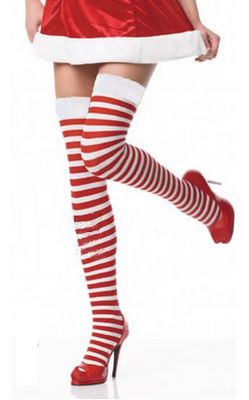 RED AND WHITE STRIPED THIGH HIGHS